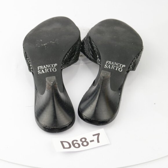 Franco Sarto Womens Narate Sandal Size 9.5 Black Python Cone Heel Mule Slide - Picture 10 of 15